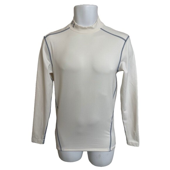 Under Armour Men's M Compression Shirt White Mock Neck Coldgear Baselayer - Picture 1 of 5